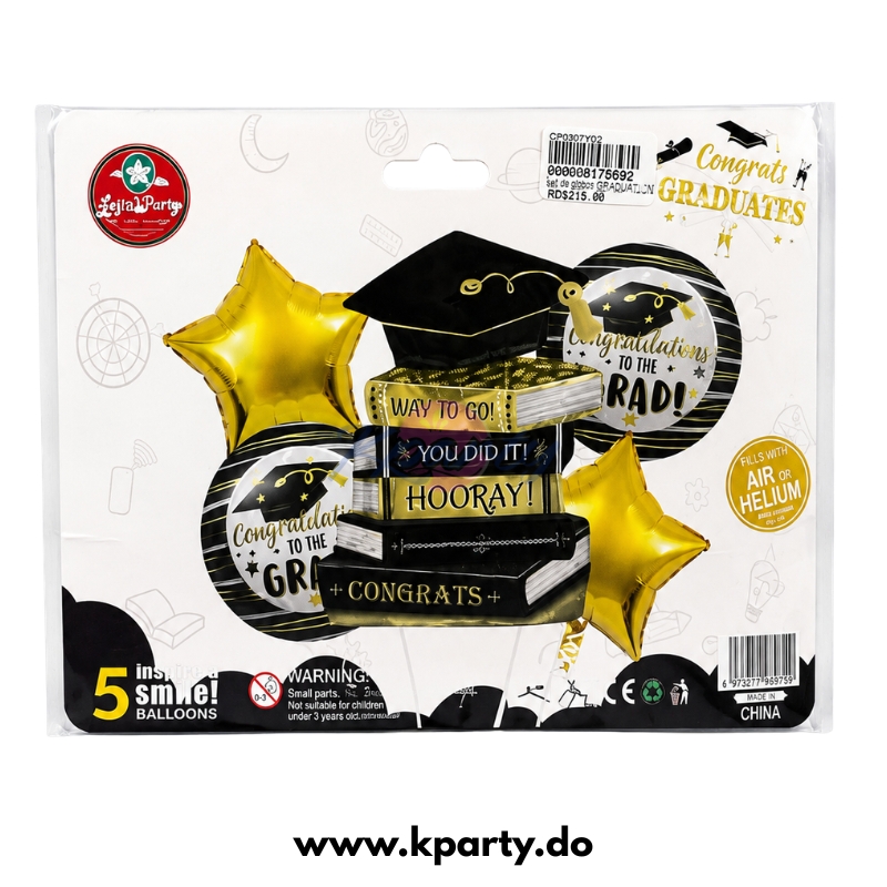 SET GLOBOS MET. GRAD. LIB 5PCS